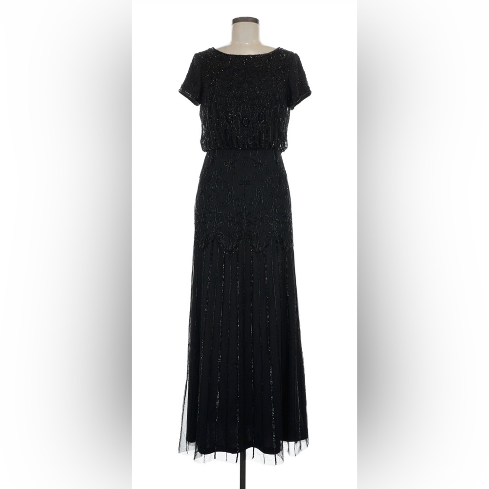 Adrianna Papell Black Beaded Gown